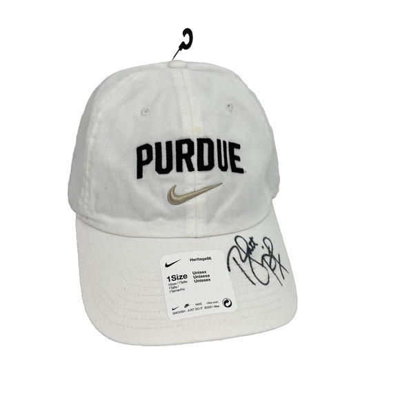 Purdue Cap Hat NCAA White Boilermakers Matt Painter Coach Signed Swoosh - Picture 1 of 8